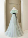 Aline Long Prom Dresses, Off Shoulder Formal Long Green Evening Graduation Dresses HZ1024