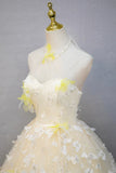 Halter Neckline Tulle Floor Length Prom Dress, off-white A-Line Evening Formal Dress HZ1024